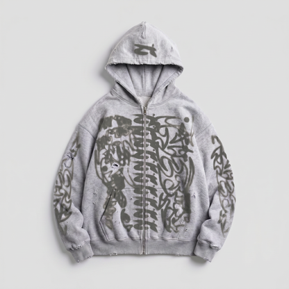r2G THRASHED ZIP UP