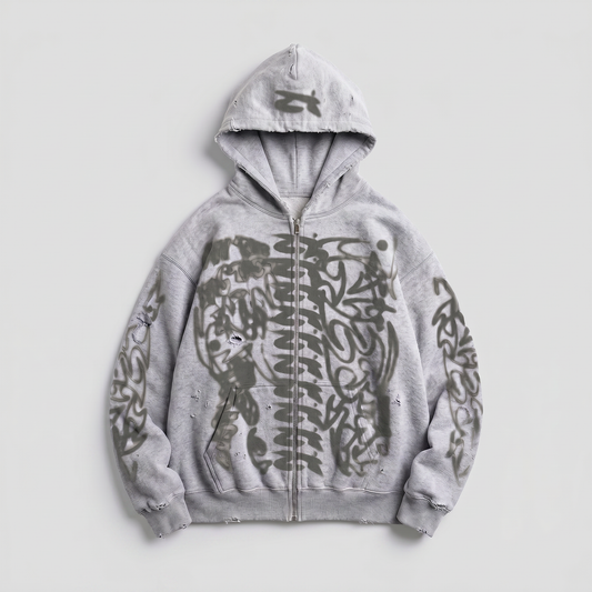 r2G THRASHED ZIP UP